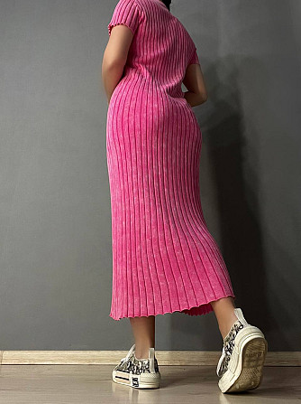 Платье женское Fashion 3042 длинное трапеция трикотажное в рубчик, розовый, one size Киев - изображение 4