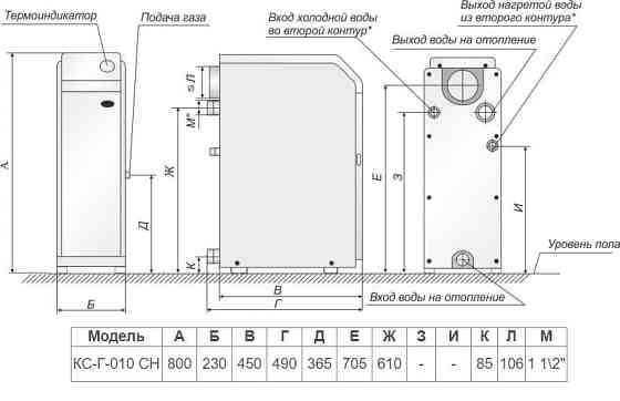 Котел газовый АТЕМ Житомир-3 КС-Г-010 СН дымоходный напольный 10 кВт одноконтурный 100 м2 итальянская автоматика задний дымоход Тернополь