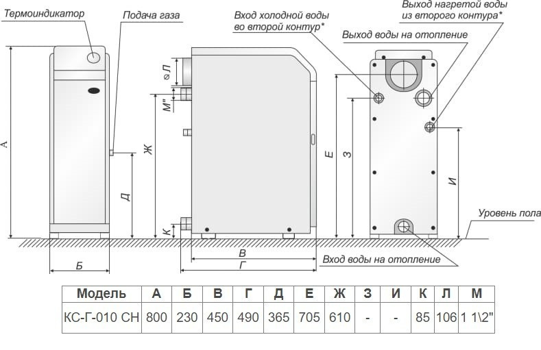 Котел газовий АТЕМ Житомир-3 КС-Г-010 СН димохідний підлоговий 10 кВт одноконтурний 100 м2 італійська автоматика задній димохід Тернопіль - фото 6