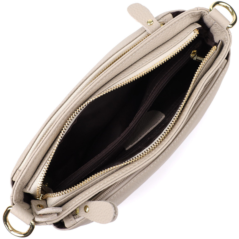 Женская сумка из натуральной кожи с жестким основанием Vintage 22985 Серый Киев - изображение 7