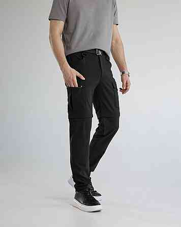 Штани-трансформери чоловічі чорні страйч-плащівка Pobedov Transformer 2.0. Мілітарі штани чоловічі Київ