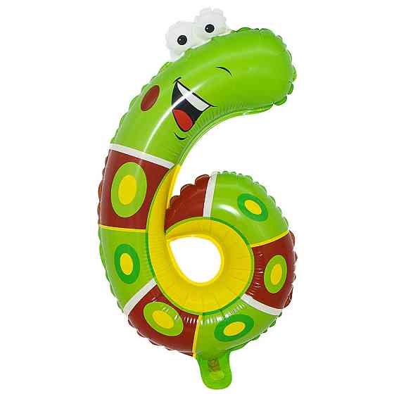 Шарик цифра 6 Червячок 16 дюймов разноцветный Киев