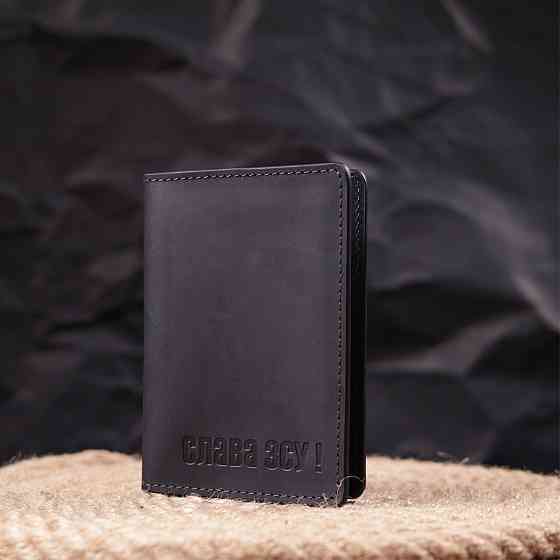 Обкладинка з вінтажної шкіри на військовий квиток Чорна (GRANDE PELLE) Київ