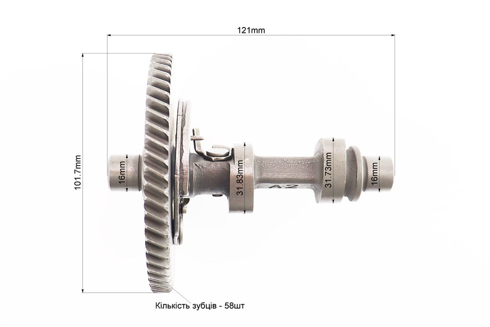 Розподільний вал з шестернею у зборі Z-58, метал 173F/177F/182F/188F/190F Київ - фото 2