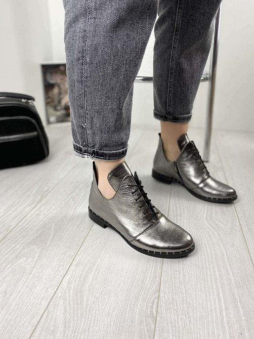 Жіночі черевики срібні з натуральної шкіри демісезонні весна-осінь р. 36, 39 (БТ/02 1234) / Чер Коломия - фото 7