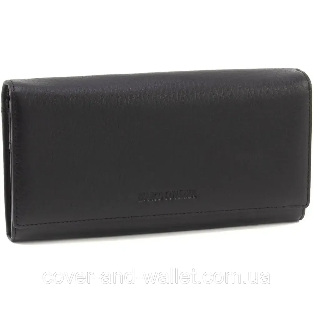 Елітний жіночий гаманець із натуральної шкіри чорного кольору Marco Coverna W001 Black Київ - фото 1