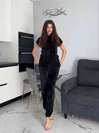 Жіночий домашній костюм трійка: футболка штани + шорти плюш-велюр Одеса