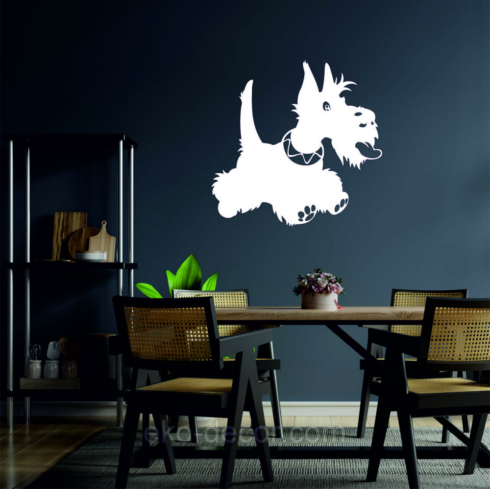 Декоративне настінне Панно «Шотланський тер'єр», Декор на стіну 70*70 см, Білий Київ - фото 6