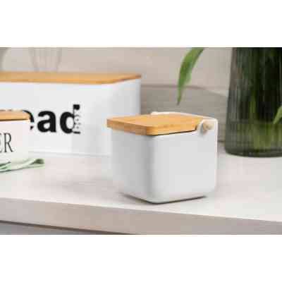 Цукорниця Ardesto Midori 12х12х11см, 840мл, кераміка, бамбук, біла (AR0907W) Вінниця