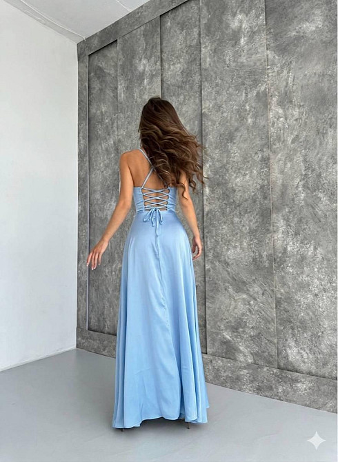 Женское праздничное элегантное платье с открытой спинкой костюм Армани. Голубой, 46/48 Одесса - изображение 4