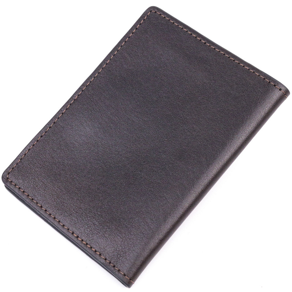 Практична обкладинка із глянсової шкіри на військовий квиток Карта GRANDE PELLE 16778 Коричнева Київ - фото 2