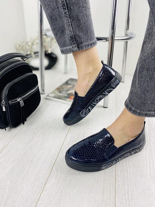 Сліпони жіночі Eireen темно-сині натуральна шкіра размер 37 (1372) Коломия - фото 1