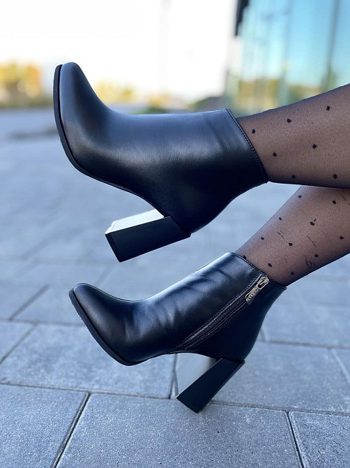 Nivelle Черевики жіночі NIVELLE чорні натуральна шкіра каблук 8см 35р.36р.40р. (4822) Коломыя - изображение 3