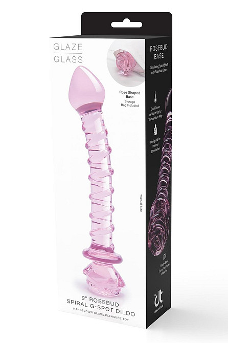 Спіральний фалоімітатор для точки G зі скла Dream Toys Glaze Glass у формі бутона троянди Sex Aura Київ - фото 5