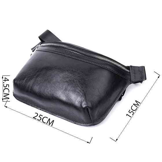 Кожаная бананка унисекс GRANDE PELLE 22813 Черный Киев