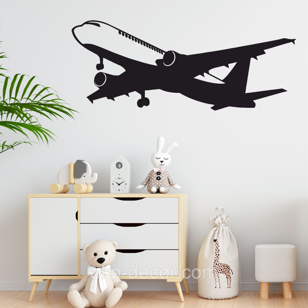 Декоративное настенное Панно «Самолет», Декор на стену 110*44 см, Черный Киев - изображение 2