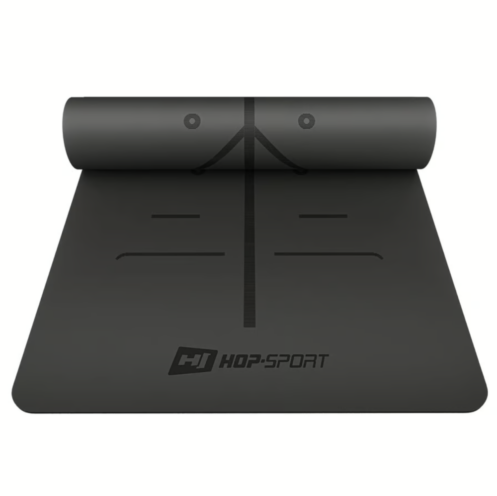 Йога-мат Hop-Sport PU 0,5см 183 x 68см HS-P005GM чорний Київ - фото 2
