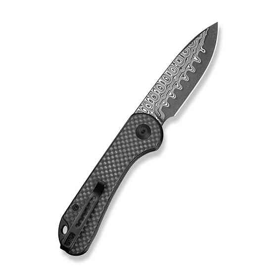 Ніж складаний кишеньковий Civivi Elementum Slip Joint, (7.5 см) Damascus / Carbon Fiber сірий Київ