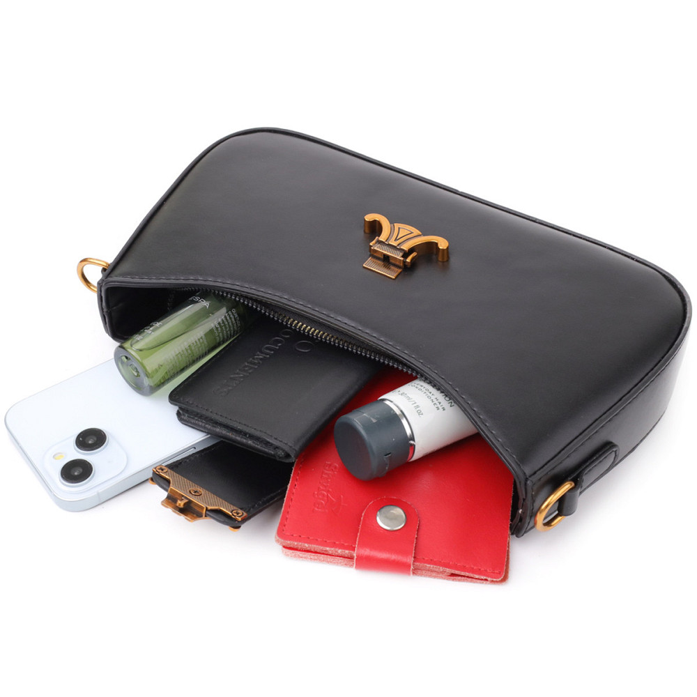 Жіноча елегантна сумка з екошкіри Vintage sale_15149 Чорний Київ - фото 6