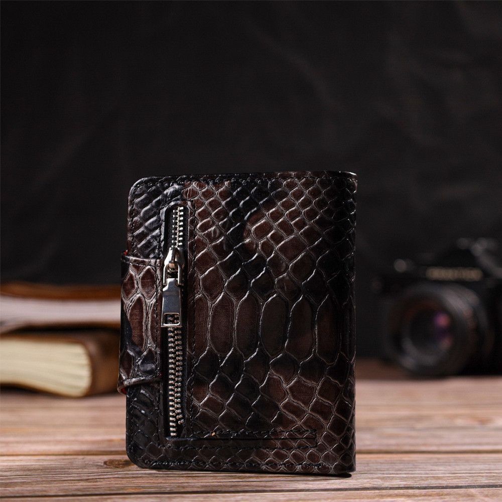 Фактурне жіноче портмоне середнього розміру з натуральної шкіри з тисненням під змію CANPELLINI 21805 Різнокольорове Київ - фото 7