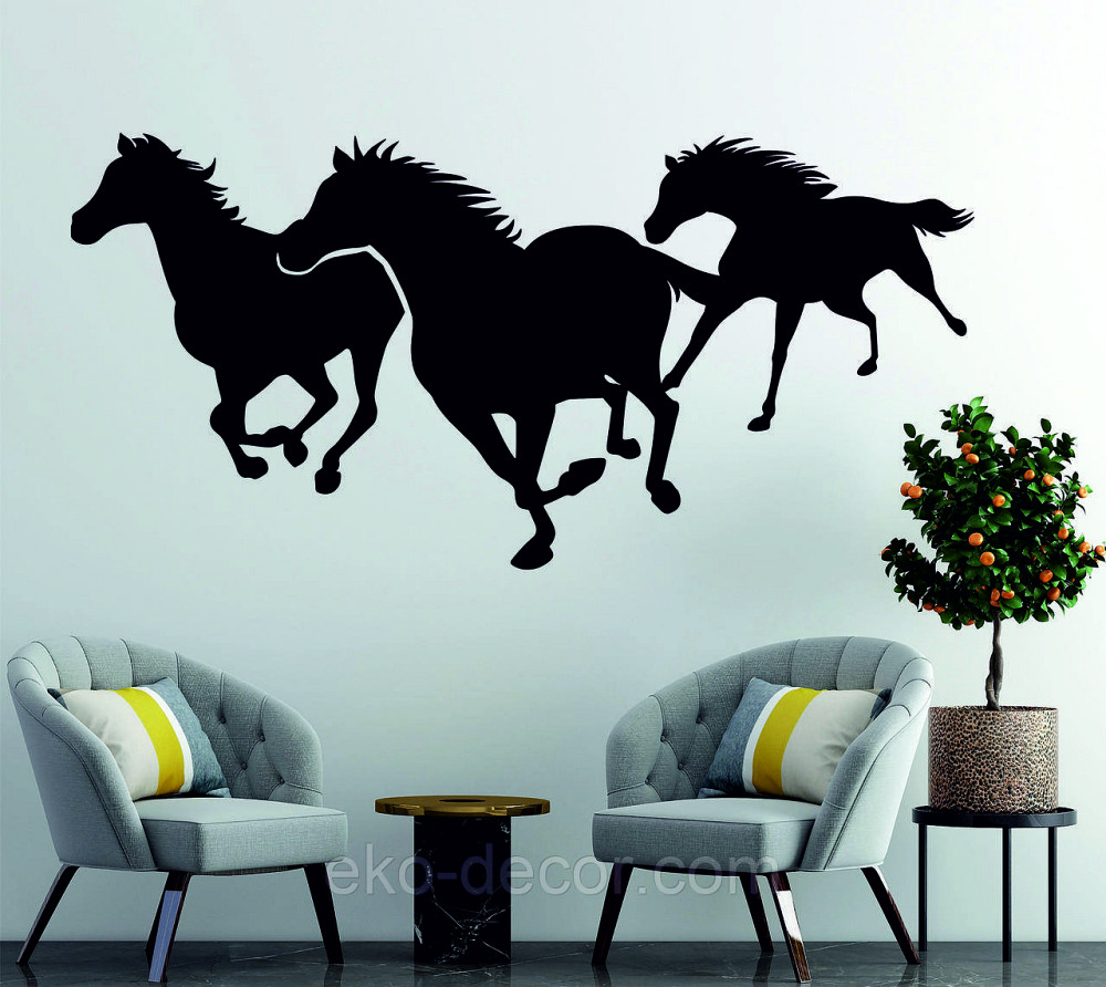 Декоративное настенное Панно «Лошади 3» Декор на стену 90*45 см, Черный Киев - изображение 4