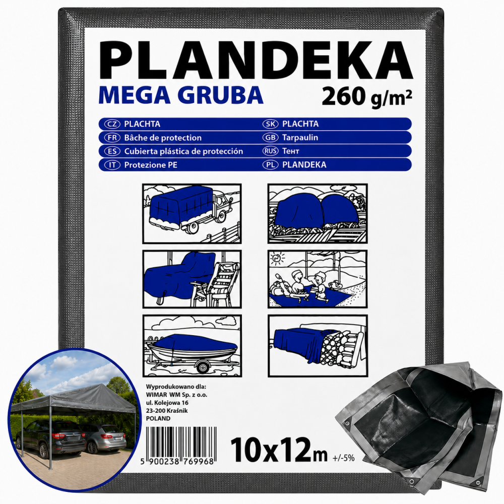 Тент 260 г/м2 10х12м "PLANDEKA" поліпропіленовий посилений Дніпро - фото 11