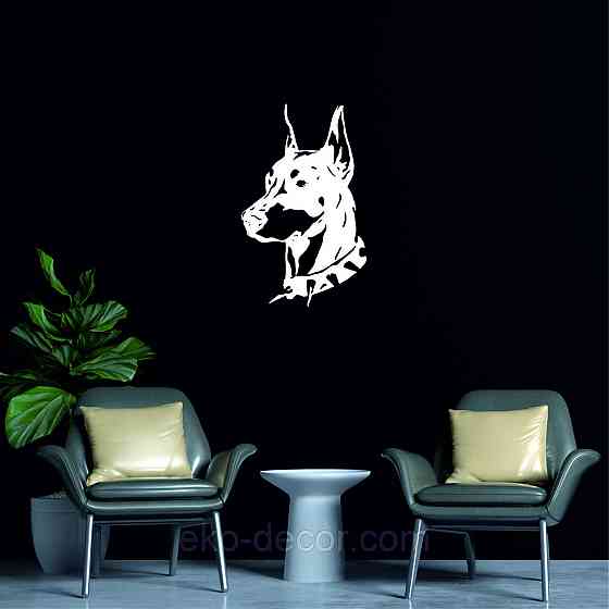 Декоративное настенное Панно «Доберман», Декор на стену 110*67 см, Белый Киев