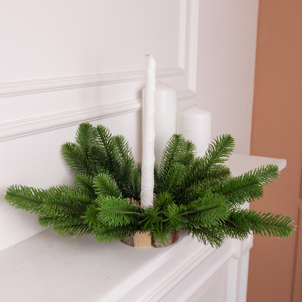 Новогодний венок-подсвечник с декором, зеленый Киев - изображение 2