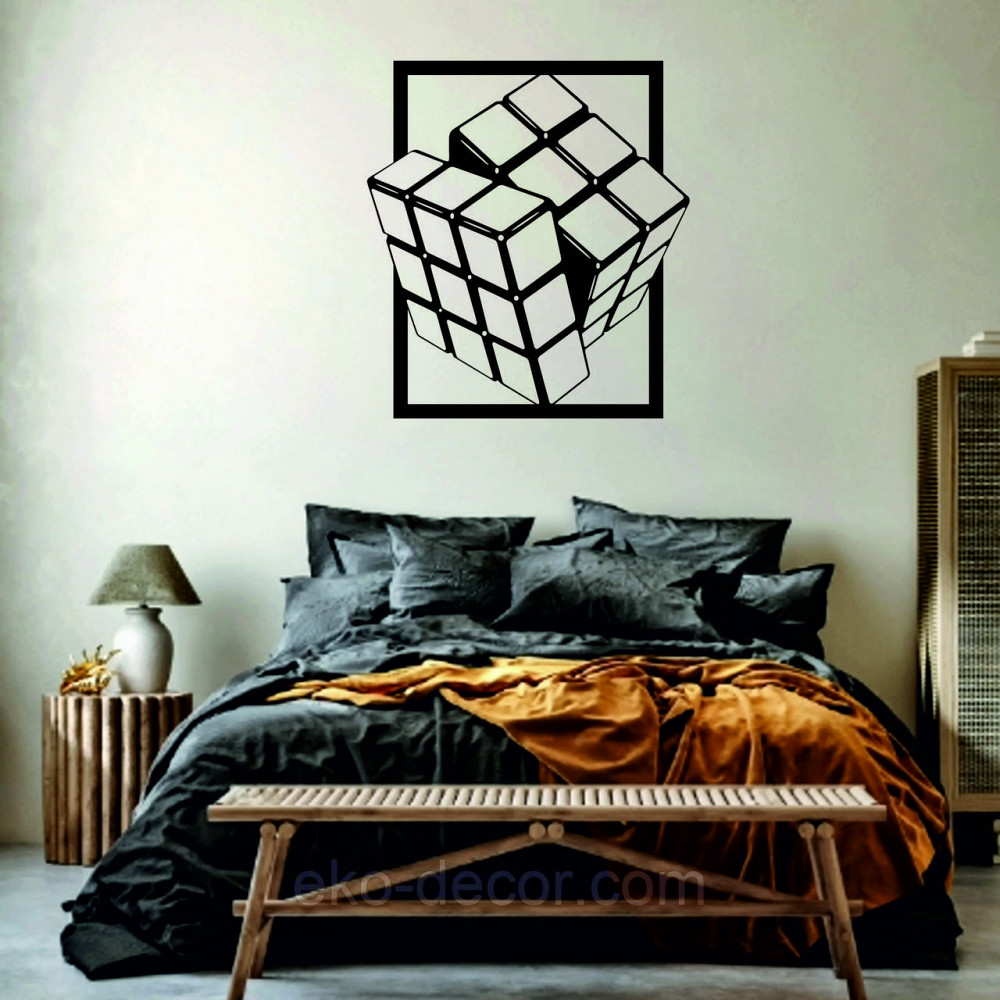 Декоративное настенное Панно «Куб» Декор на стену Чорний, 70*63 см Киев - изображение 4
