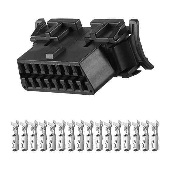 Електричний з'єднувач, 16-контактний, Універсальний Діагностичний Роз'єм Obd2 Чорний, Пластик, Київ
