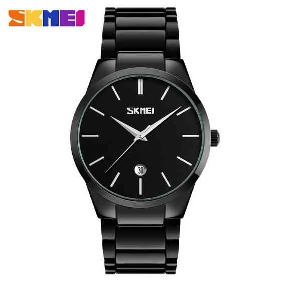 Мужские наручные часы Skmei 9140 черные с черным циферблатом Винница
