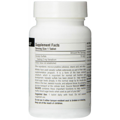 Мінерали Source Naturals Ванадил Сульфат 10мг, 100 таблеток (SNS-01747) Вінниця - фото 2