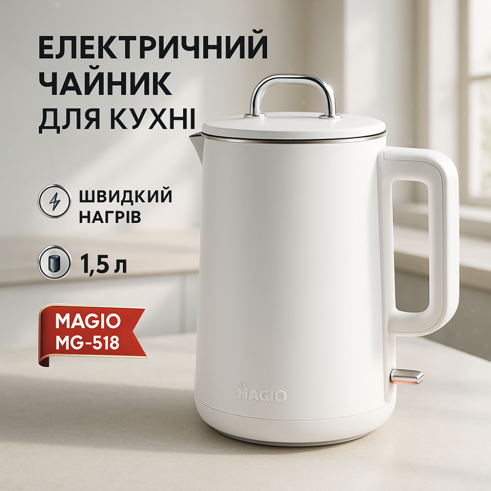Качественный электрический чайник для дома MAGIO, Электрический чайник-термос с индикатором включения NK-15 Львов - изображение 12