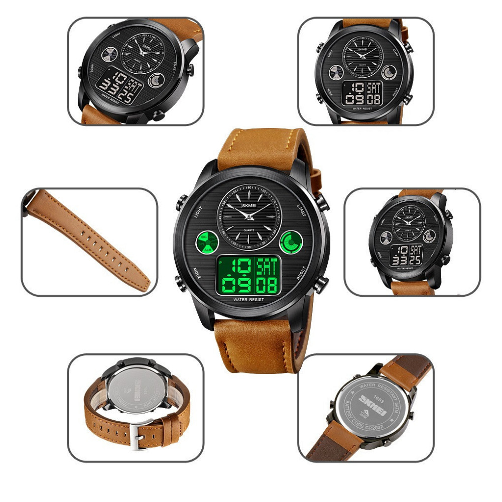 Чоловічий спортивний годинник Skmei 1653 (Коричневі з чорним) Вінниця - фото 7