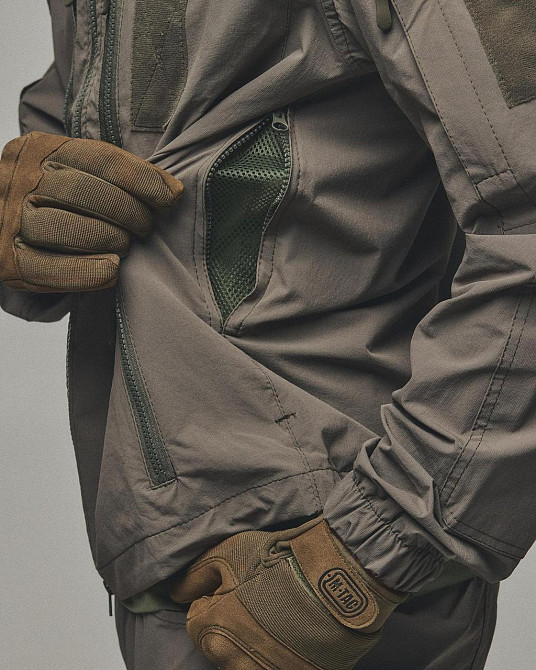 Тактична чоловіча куртка  демісезонна 4Wstretch хакі, військова куртка хакі з капюшоном Львів - фото 6