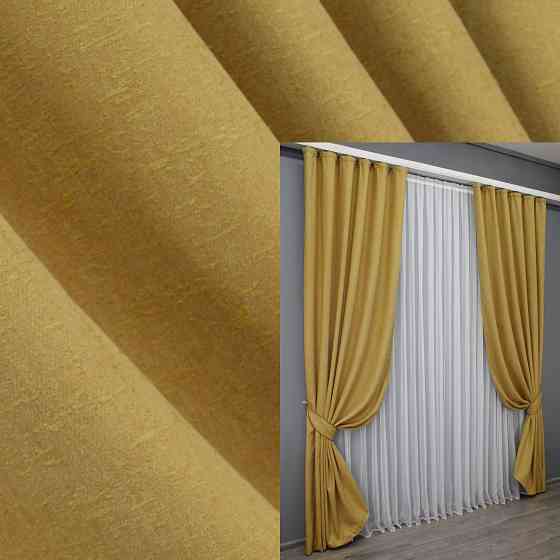 Комплект готовых штор VR-Textil Лен № 1449ш Желтый 150х270 см 2 шт (33-0289) Киев