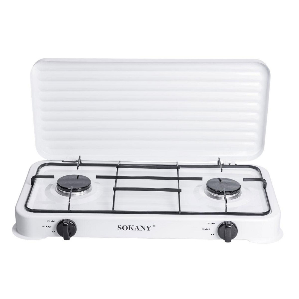Настольная газовая плита на 2 конфорки мини газовая плита для баллонного газа Белая Sokany SK-6002 Киев - изображение 1