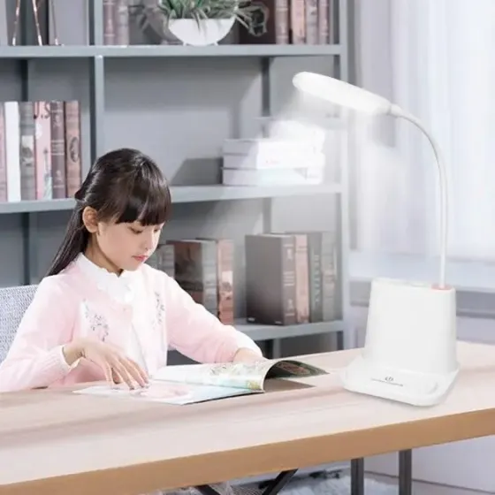 Digital Розовая Аккумуляторная Настольная LED лампа Bionic Desk Lamp c USB выходом, органайзеро Київ