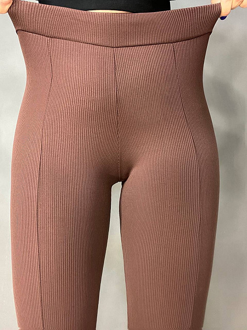 Лосины женские Prenses 535 с высокой посадкой и разрезами клеш коричневые, коричневый, 2XL Киев - изображение 7