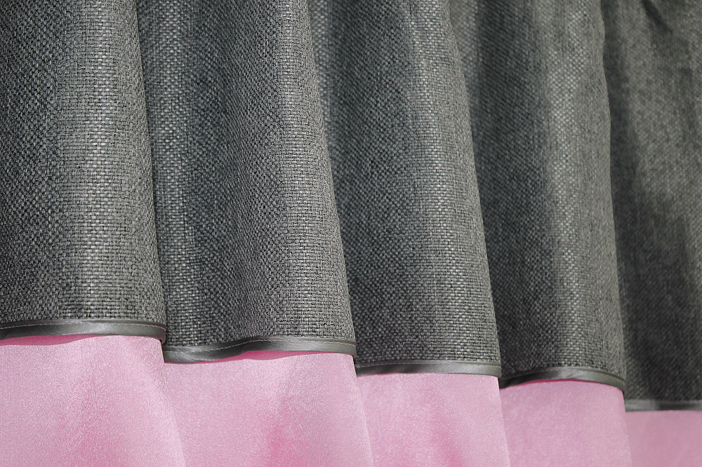 Кухонні штори VR-Textil № 073к з ламбрекеном і підхватами рожевий із сірим 270х170 см (52-0289) Київ - фото 5