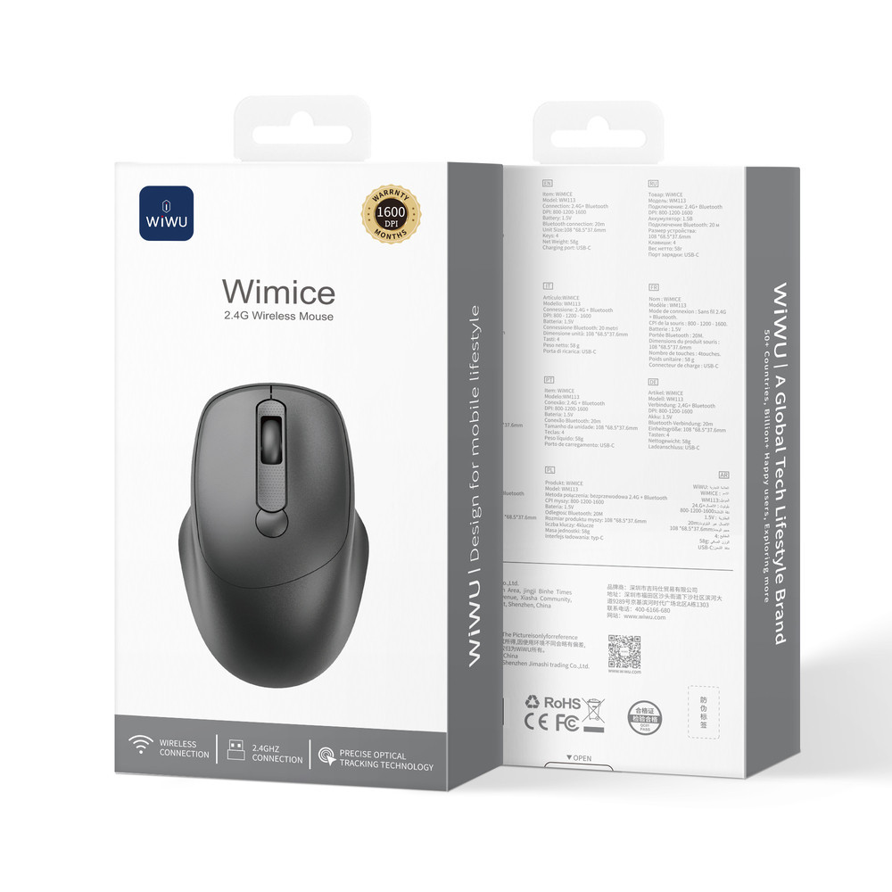Маніпулятор миша бездротова WIWU 2.4G Wireless Mouse WM113 Black Одеса - фото 2