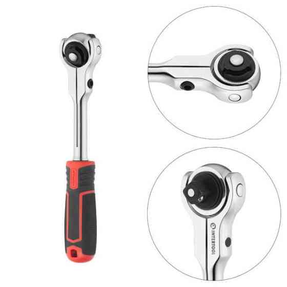 Рукоятка з храповим механізмом поворотна, 72 зуба 1/2 ", Cr-V STORM INTERTOOL ET-8009 Київ