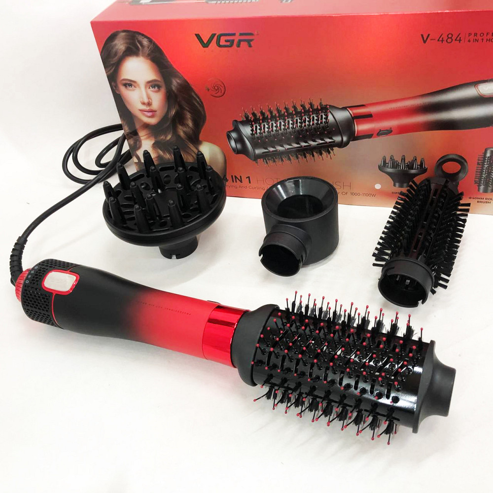 Портативний фен з насадками, Фен для дбайливого сушіння волосся, Фен-щітка з холодним повітрям NI-47 Івано-Франківськ - фото 5