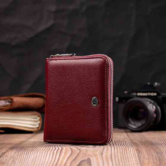 Портмоне для женщин на молнии из натуральной кожи Бордовый (ST Leather) Киев