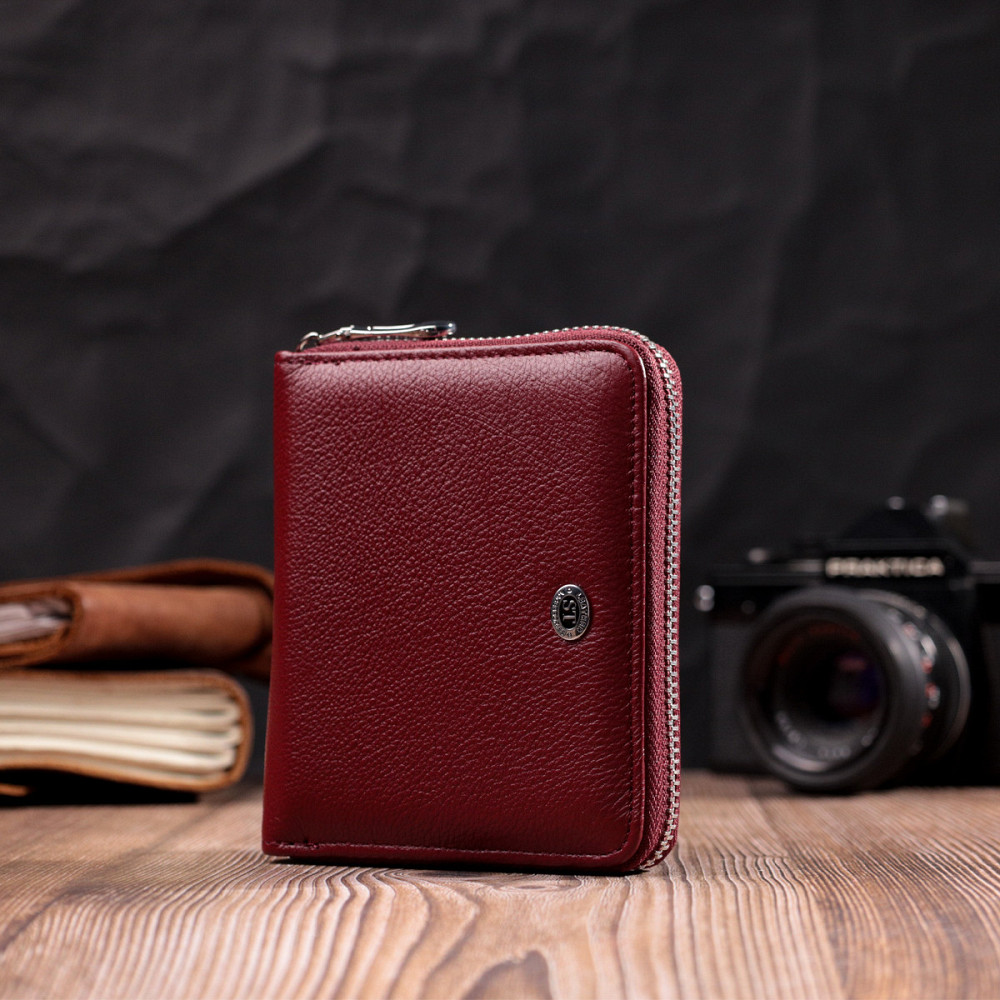Портмоне для женщин на молнии из натуральной кожи Бордовый (ST Leather) Киев - изображение 2