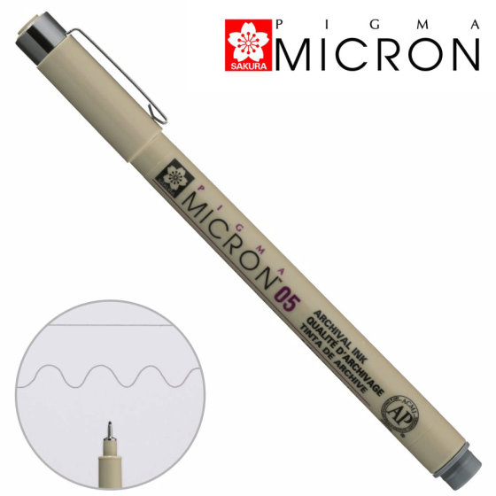 Линер PIGMA MICRON (0.5), 0,45мм, Серый, Sakura Киев