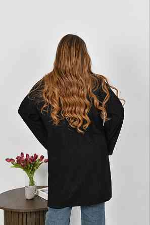 Жіноче стильне пальто з кишенями баранець на флісі Чорний, 50/52 Одеса