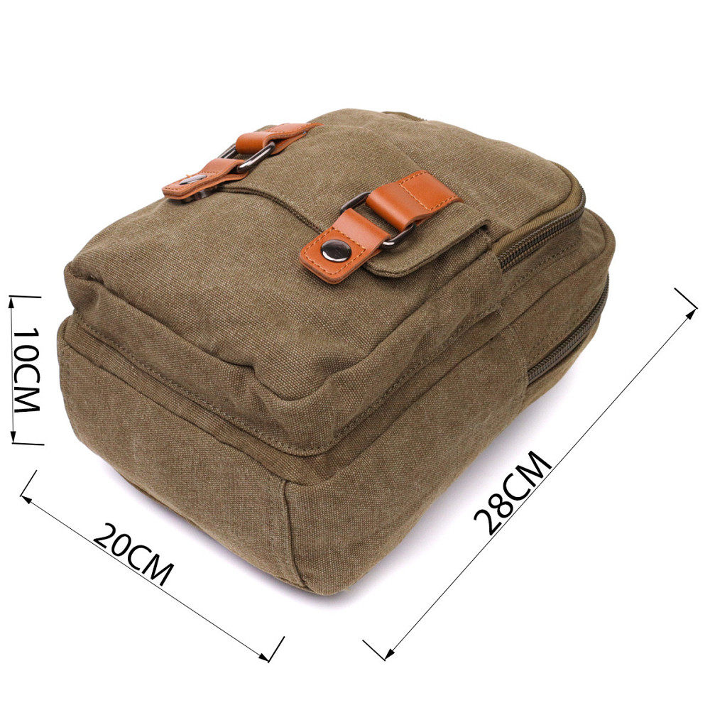 Сумка-рюкзак у стилі мілітарі з двома відділеннями із щільного текстилю (Vintage) Київ - фото 7