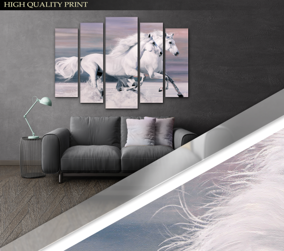 Модульна картина у вітальню / спальню Пара білих коней Art-478_5 ( 80х118см ) Київ