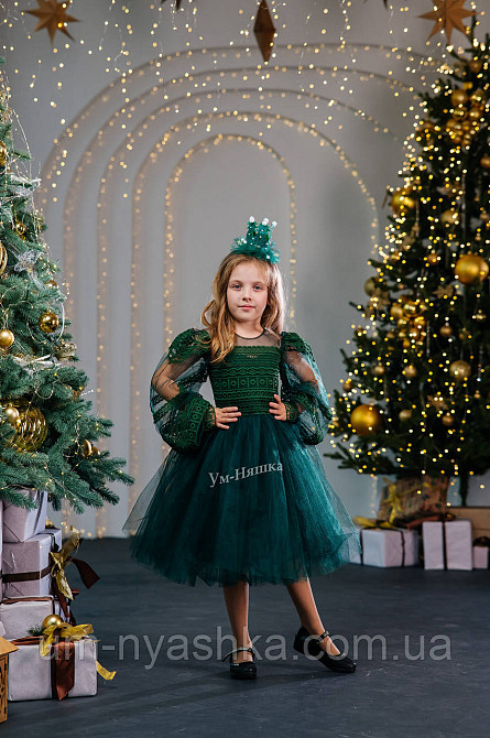 Зелене пишне плаття з рукавами 110-128 Кривий Ріг - фото 14
